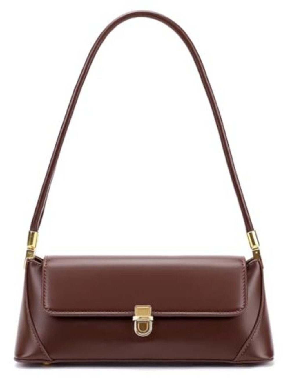 Small PU Leather Shoulder Bag Mini Tote Handbag Purse with Buckle Closure